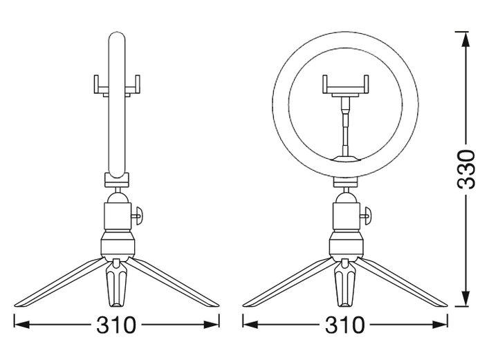 Світильник кільцевий Ledvance 5.5Вт 5V 250лм 3000-4000K д200 310x330x310mm mobile camera light ring desktop 4058075666870 - изображение 3