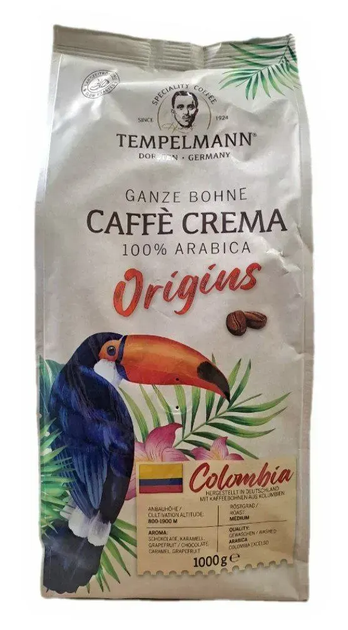 Кофе в зернах Tempelmann Colombia Origins 1 кг - Фото 1 Кофе в зернах Tempelmann Colombia Origins 1 кг - изображение 1