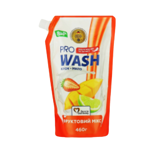Крем-мило 460гр (дой-пак) Фруктовий мікс ProWash 2К - Фото 1 Крем-мило 460гр (дой-пак) Фруктовий мікс ProWash 2К - изображение 1