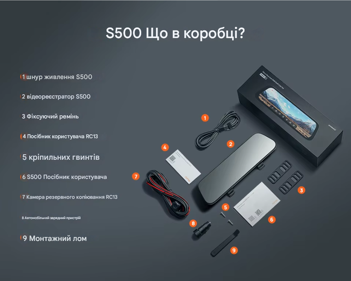 Відеореєстратор-дзеркало 70mai Rearview Dash Cam S500 - изображение 14