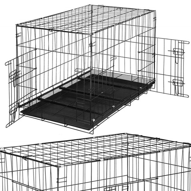 Kojec dla zwierząt SPRINGOS 100 x 70 x 60 cm L czarny (5907719433615) - obraz 8
