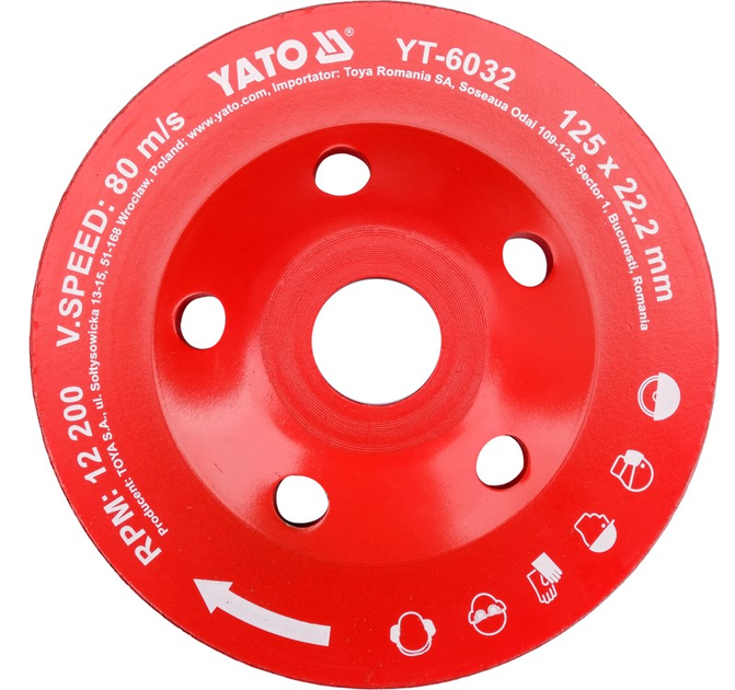 Диск шліфувальний алмазний Yato 125 х 22.2 мм YT-6032 (5906083960321) - зображення 1