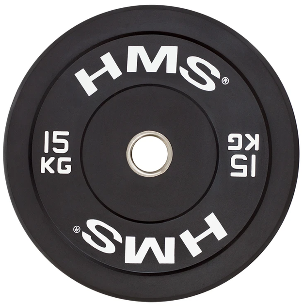 Диск олімпійський HMS Bumper BBR15 15 кг Black (5907695520361) - зображення 1