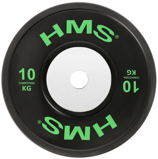 Talerz olimpijski HMS Bumper BTBR10 10 kg Black/Green (5908261680007) - obraz 1