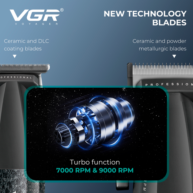 Комплект VGR 3 в 1 V-640 S3 BLACK, машинка для стрижки, триммер и электробритва шейвер - Фото 9 Комплект VGR 3 в 1 V-640 S3 BLACK, машинка для стрижки, триммер и электробритва шейвер - изображение 9
