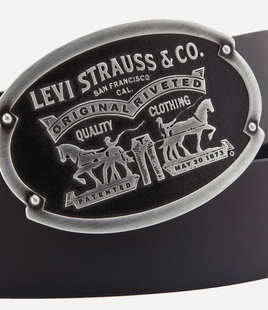 Ремінь з натуральної шкіри Levi`s 38017-0046 90 см Чорний (7613417532960) - зображення 3