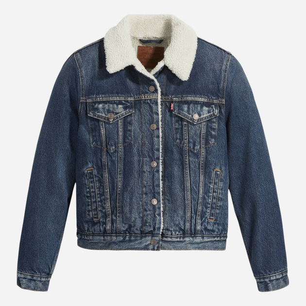Kurtka jeansowa damska z futerkiem Levi`s 36136-0063 XL Niebieska - obraz 4