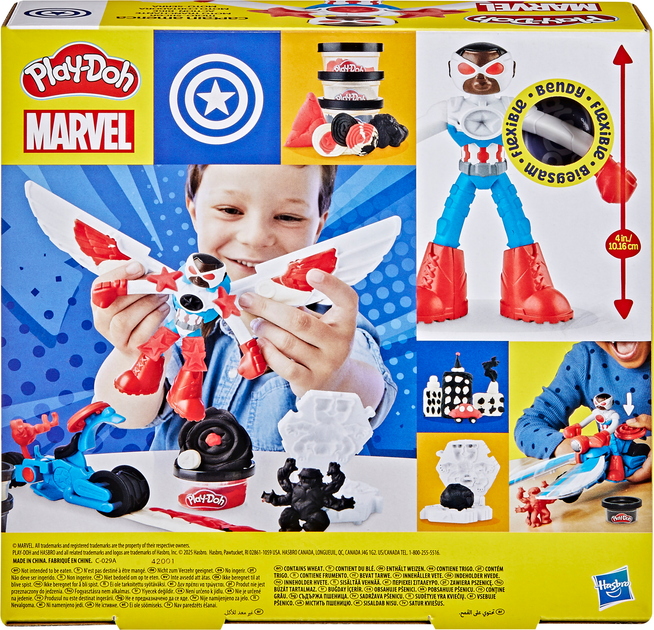 Zestaw kreatywny z masą plastyczną Hasbro Play-Doh Marvel Capitan America z motocyklem (G0555) (5010996280008) - obraz 7