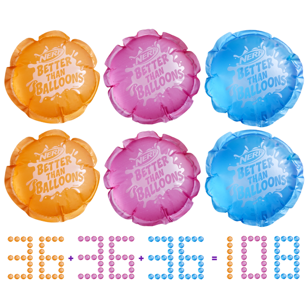 Zestaw zabawkowy wodny Hasbro Nerf Better Than Balloons Wodne balony 100 szt (F8742) (5010996208934) - obraz 3