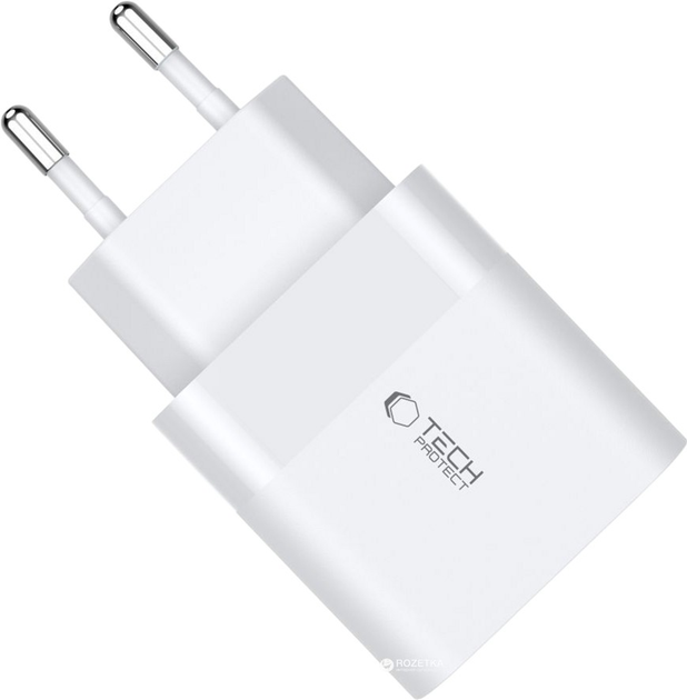 Ładowarka sieciowa Tech-Protect C30W 30W USB-A/USB-C White (21353-0) - obraz 3