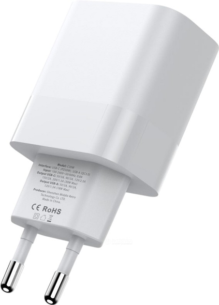 Ładowarka sieciowa Tech-Protect C30W 30W USB-A/USB-C White (21353-0) - obraz 4