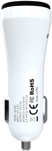 Автомобільний зарядний пристрій Evelatus QCC02 USB-A White (ECC02WH) - зображення 2