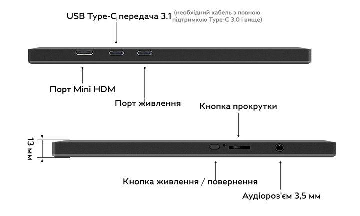 Портативний монітор 11.6" UKC IPM-116 - зображення 10