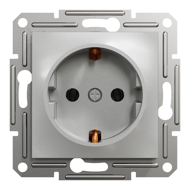 Розетка Schneider Electric Asfora с заземлением алюминий EPH2900161 - изображение 8