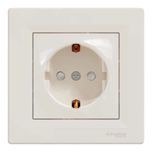 Розетка Schneider Electric Asfora з заземленням з зах. шторками кремова EPH2900223 - зображення 6