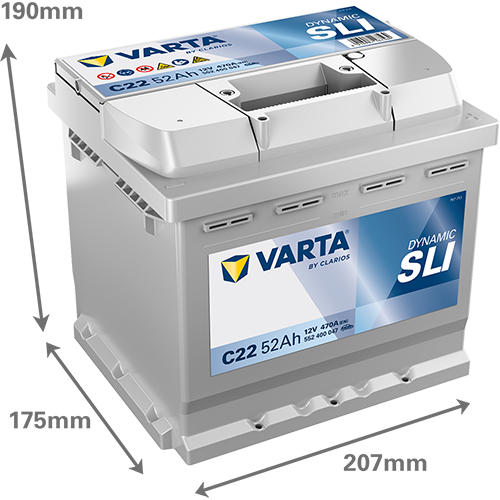 Автомобильный аккумулятор Varta Blue Dynamic 52А Ев (-/+) C22 (470EN) (552400047) - изображение 2