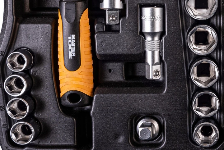 Набор инструментов MASTERTOOL PROFI ½" 21 шт 10-32 мм CrV50BV30 противоударный кейс 78-4021-PF - Фото 5 Набор инструментов MASTERTOOL PROFI ½" 21 шт 10-32 мм CrV50BV30 противоударный кейс 78-4021-PF - изображение 5