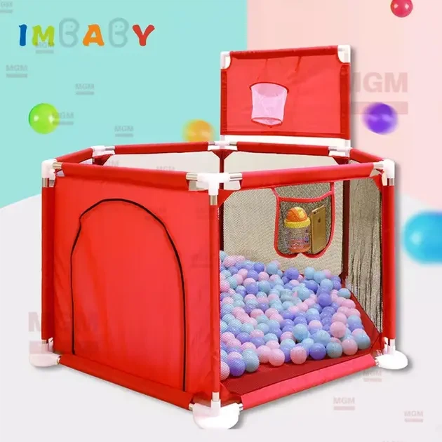 Детский манеж IMBABY 6 секций многоцветный 125х110 см для детей от 6 месяцев - изображение 5