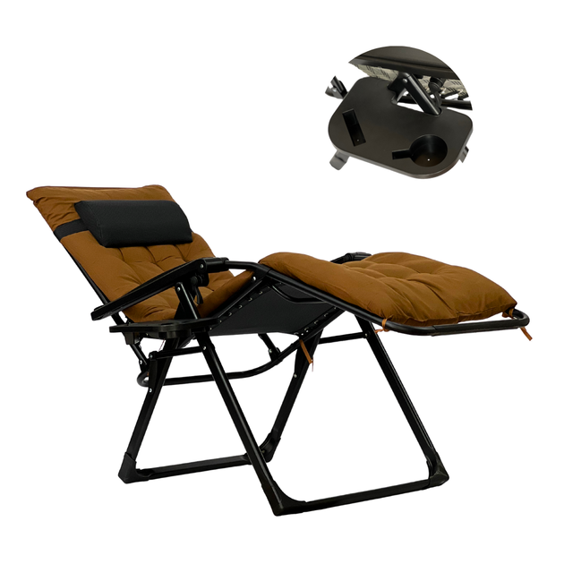 Кресло-шезлонг для релакса LEOBRO Zero Gravity Premium Plus Brown (LB-ZGC-K2-BRN) - изображение 3