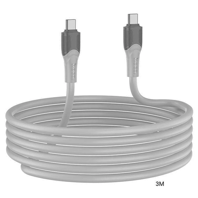 Кабель швидкої зарядки Hoco X106 Big bull PD 240W 3A/5А Передача даних Type-C на Type-C 3м Gray - зображення 2