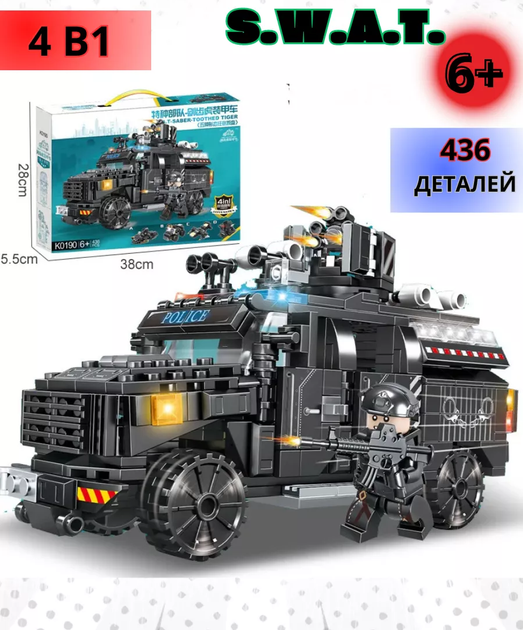 Конструктор поліційська машина на 436 деталей K0190 - зображення 7