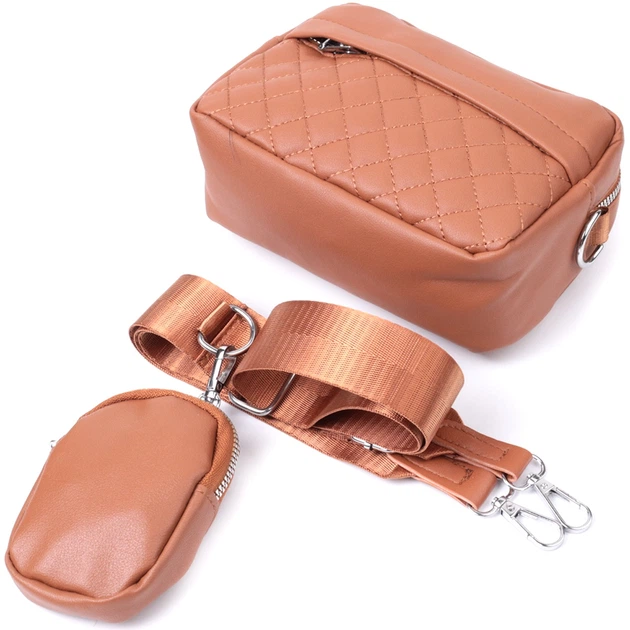 Женская сумка кросс-боди с монетницей из экокожи Vintage 22795 Рыжий - Фото 5 Женская сумка кросс-боди с монетницей из экокожи Vintage 22795 Рыжий - изображение 5