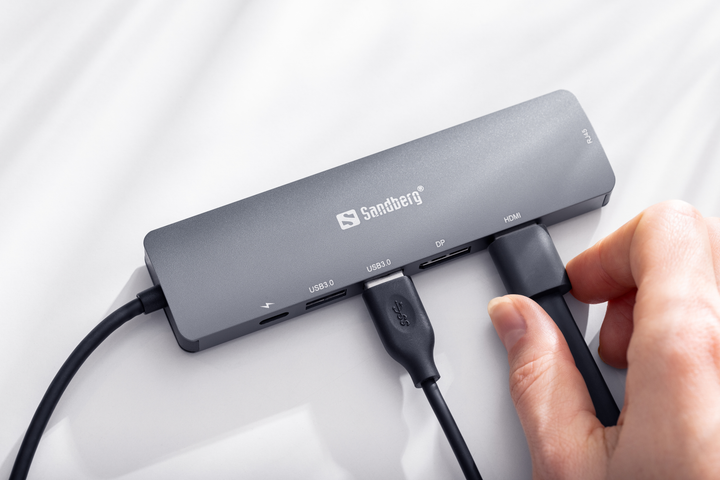 USB-хаб Sandberg 136-43 USB-C 6-in-1 PD 100W 8K DisplayDock (5705730136436) - зображення 5