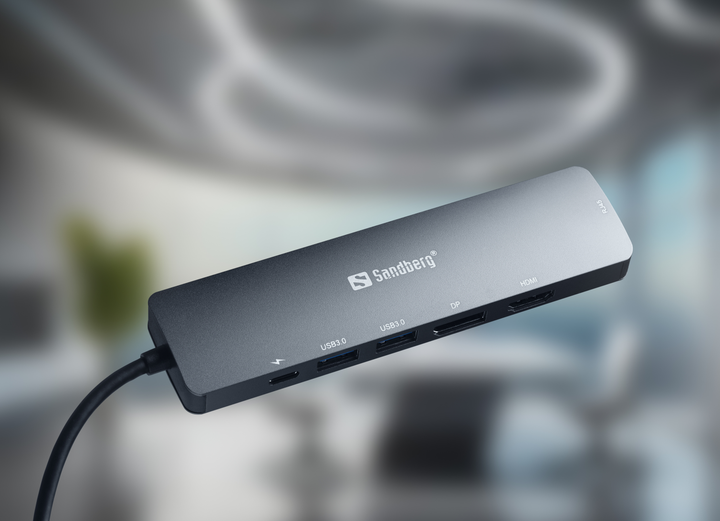 USB-хаб Sandberg 136-43 USB-C 6-in-1 PD 100W 8K DisplayDock (5705730136436) - зображення 6