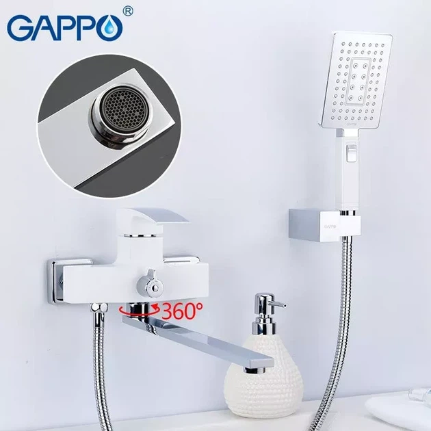 Змішувач для ванни GAPPO G2207-7, білий/хром - Фото 3 Змішувач для ванни GAPPO G2207-7, білий/хром - зображення 3