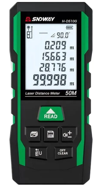 Аккумуляторная лазерная рулетка-дальномер SNDWAY H-D510G - Фото 2 Аккумуляторная лазерная рулетка-дальномер SNDWAY H-D510G - изображение 2