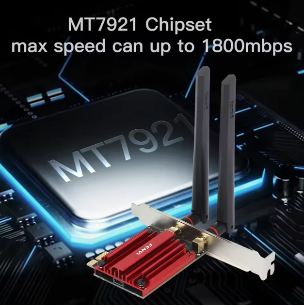 Беспроводная WiFi-карта FENVI 7921 WiFi 6 PCIe 1800 BT5.2 802.11AX адаптер двухдиапазонный 2,4 ГГц/5 ГГц - изображение 5