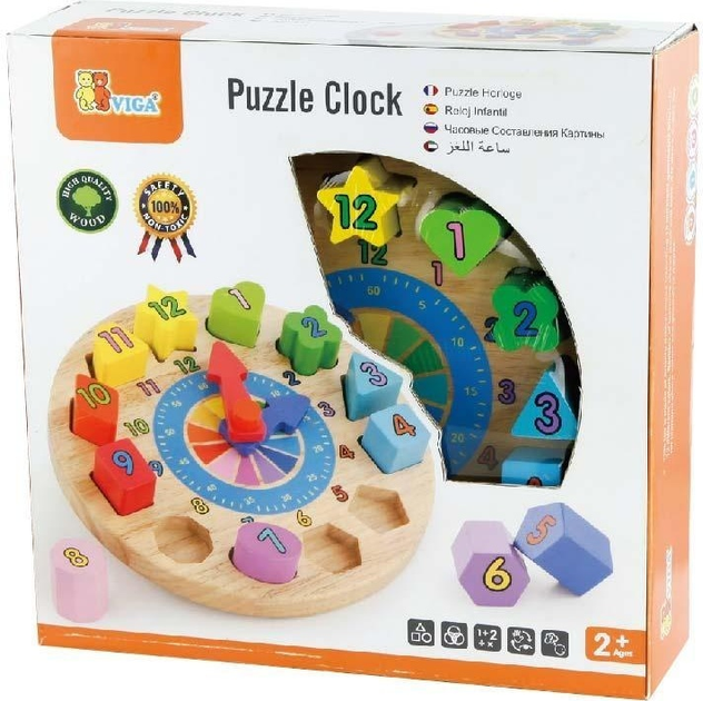 Edukacyjny sorter kształtów Viga Zegar (59235) - obraz 2