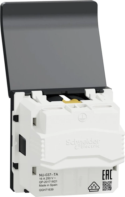 Розетка Schneider Electric Unica New з заземленням зі шторками та кришкою 16А гвинтові зажими антрацит NU303754TA - Фото 2 Розетка Schneider Electric Unica New з заземленням зі шторками та кришкою 16А гвинтові зажими антрацит NU303754TA - зображення 2