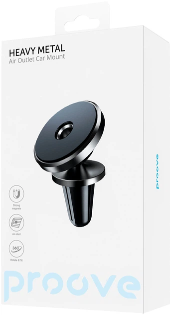 Автотримач для телефона Proove Heavy Metal Air Outlet Car Mount Black (488630001) - Фото 10 Автотримач для телефона Proove Heavy Metal Air Outlet Car Mount Black (488630001) - зображення 10