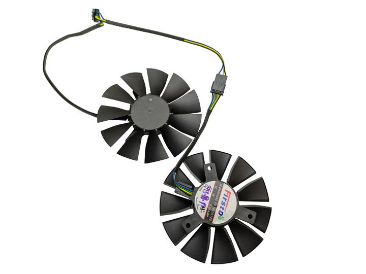 Кулер для видеокарты, комплект 2*75 мм ASUS FD7010H12S (T128010SH) крепление 40х40x40 мм 4 pin # - Фото 2 Кулер для видеокарты, комплект 2*75 мм ASUS FD7010H12S (T128010SH) крепление 40х40x40 мм 4 pin # - изображение 2