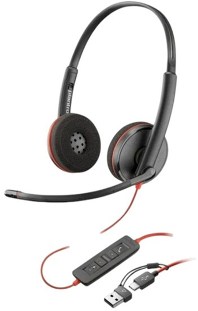 Słuchawki HP Poly Blackwire 3220 Stereo Adapter USB-A/USB-C Black (8X2J9A6) - obraz 2
