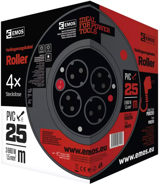 Przedłużacz bębnowy Emos P092251 25 m z wył. (PVC 3×1.5 mm 3680 W) - obraz 6