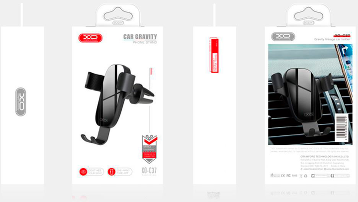Автотримач XO C37 Gravity Car Holder Black (6920680866229) - зображення 4