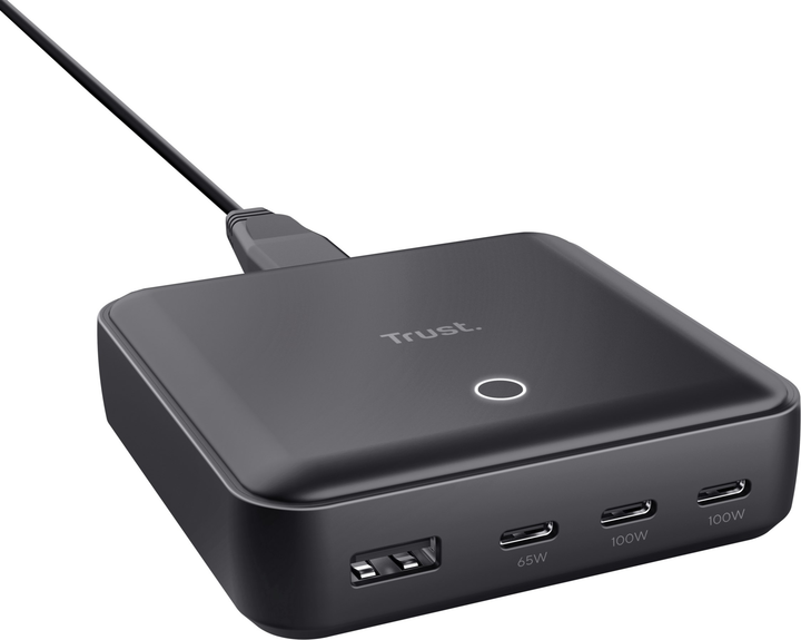 Настільний зарядний пристрій Trust Maxo 100W, 3xUSB-C/USB-A ,PD, Black (TR25242) - зображення 1