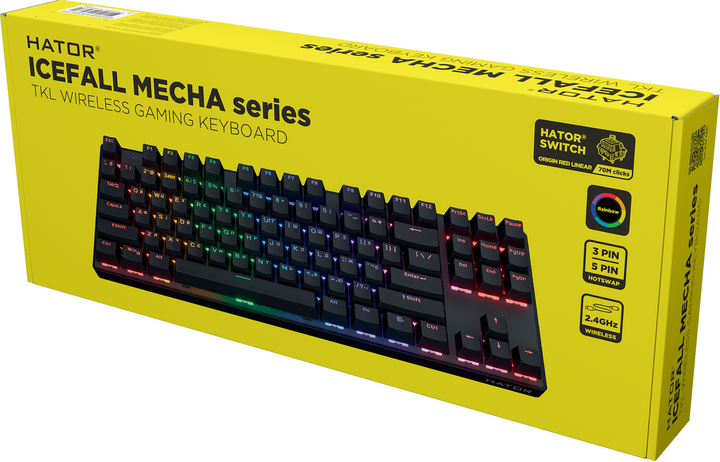 Klawiatura bezprzewodowa Hator Icefall Mecha TKL Rainbow Wireless/USB Black (HTK287UA) - obraz 7