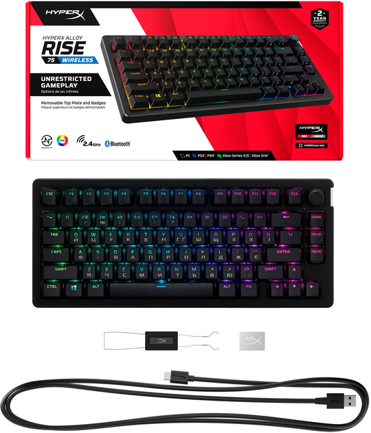 Klawiatura bezprzewodowa HyperX Alloy Rise 75 PBT HX Red Wireless (91Y91AA) - obraz 5