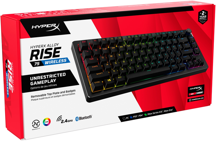 Klawiatura bezprzewodowa HyperX Alloy Rise 75 PBT HX Red Wireless (91Y91AA) - obraz 6