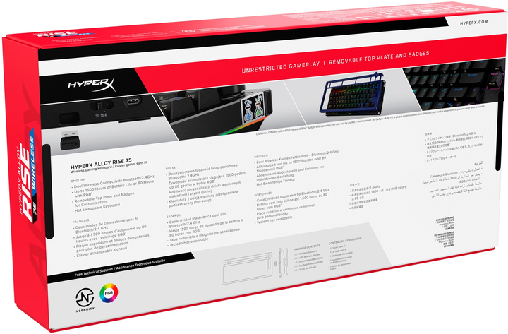 Klawiatura bezprzewodowa HyperX Alloy Rise 75 PBT HX Red Wireless (91Y91AA) - obraz 7