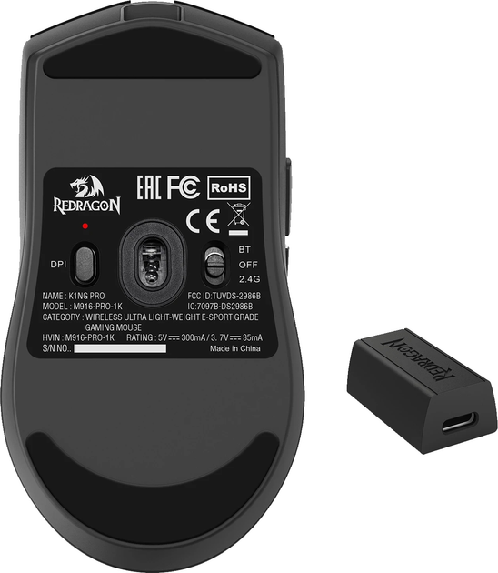Миша Redragon K1NG 4K Pro M916-PRO-4K Wireless/Bluetooth/USB Black (6950376722119) - зображення 10