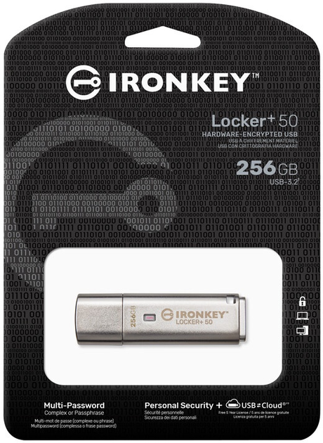 Pendrive Kingston Ironkey Locker+ 50 256GB USB 3.2 Silver (IKLP50/256GB) - obraz 10