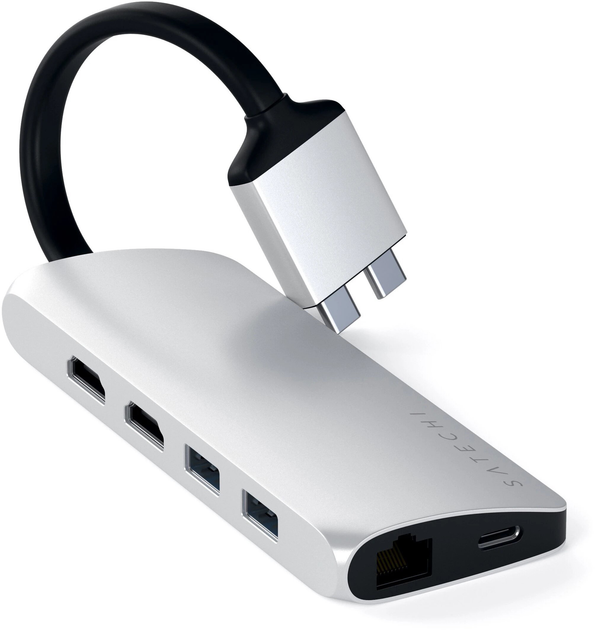 Hub USB Satechi Aluminum Type-C Dual Multimedia Adapter Silver (ST-TCDMMAS) - obraz 1