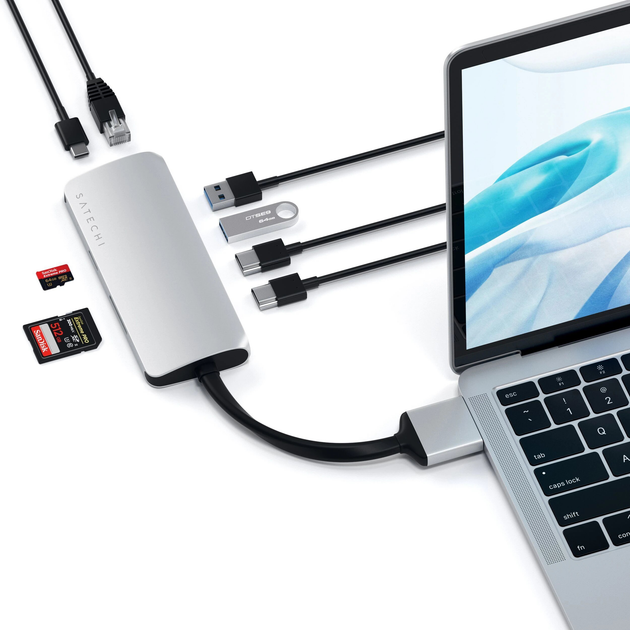 Hub USB Satechi Aluminum Type-C Dual Multimedia Adapter Silver (ST-TCDMMAS) - obraz 4