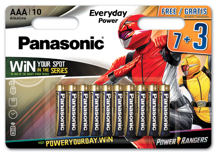 Батарейки Panasonic Everyday Power лужні AAA блістер 10 шт Power Rangers (LR03REE/10B3FPR) - зображення 1