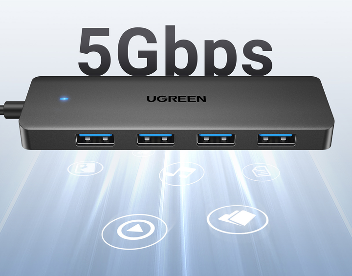 Hub USB Ugreen USB 3.0 do 4 x USB 3.0 Black (UGR-25851) - obraz 3