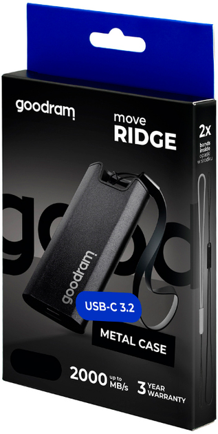 Dysk SSD Goodram Move Ridge 2TB USB 3.2 Type-C Black (SSDR-GMRE-02T-K0) External - obraz 4